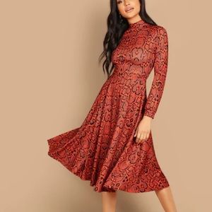 Red and Black Snake Skin Print Dress
